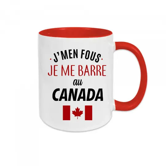 Mug céramique - J’men fous je me barre au canada - Rouge - Mugs