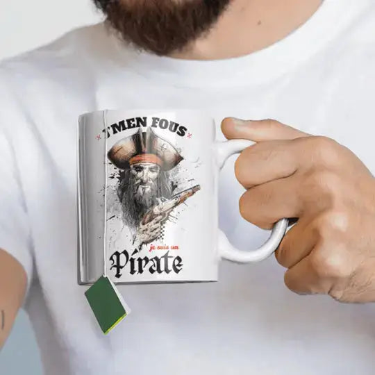 Mug céramique - J’men fous je suis un pirate - Blanc - Mugs
