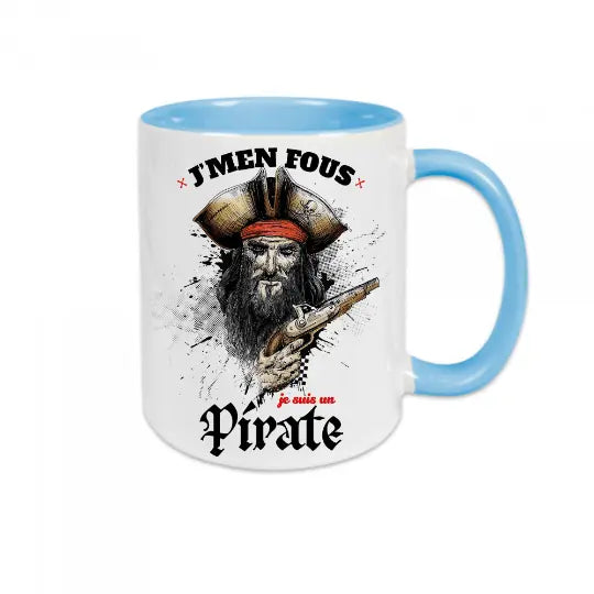 Mug céramique - J’men fous je suis un pirate - Bleu - Mugs