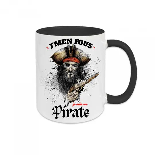 Mug céramique - J’men fous je suis un pirate - Noir - Mugs