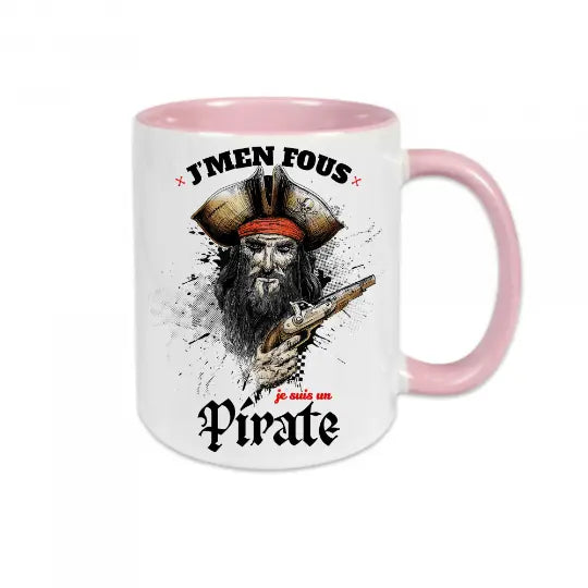 Mug céramique - J’men fous je suis un pirate - Rose - Mugs