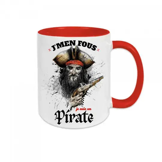 Mug céramique - J’men fous je suis un pirate - Rouge - Mugs