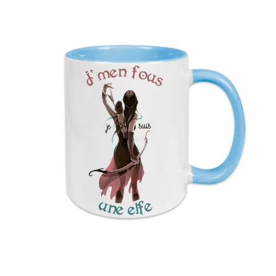Mug céramique - J’men fous je suis une elfe - Bleu - Mugs