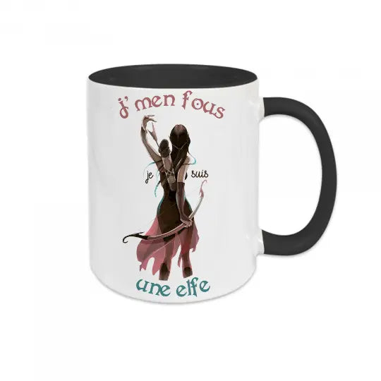 Mug céramique - J’men fous je suis une elfe - Noir - Mugs