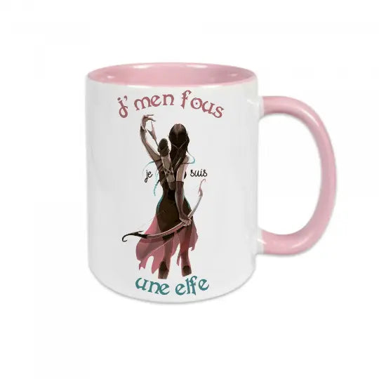 Mug céramique - J’men fous je suis une elfe - Rose - Mugs
