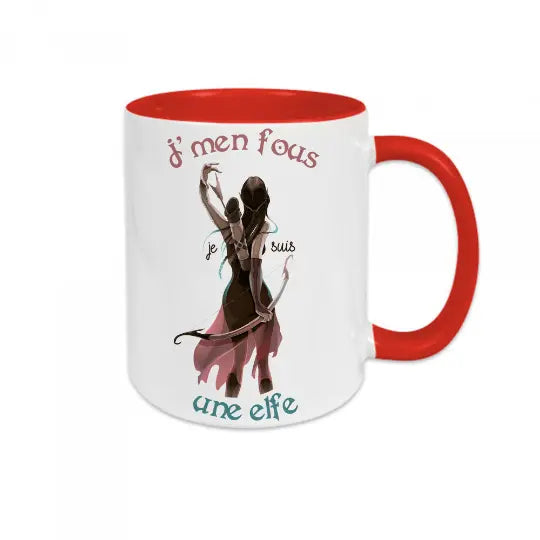 Mug céramique - J’men fous je suis une elfe - Rouge - Mugs