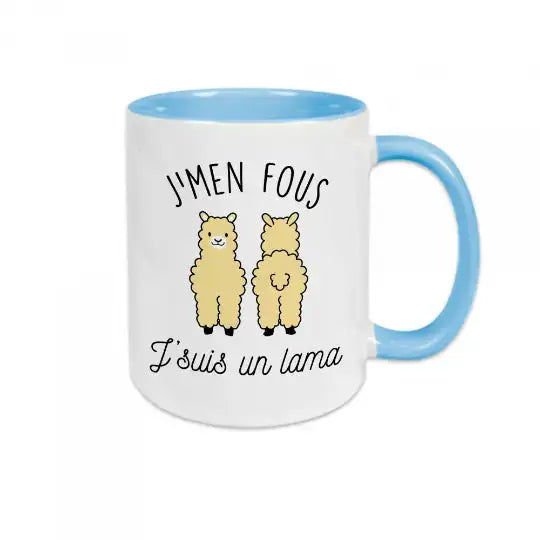 Mug céramique - J’men fous j’suis un lama - Bleu - Mugs