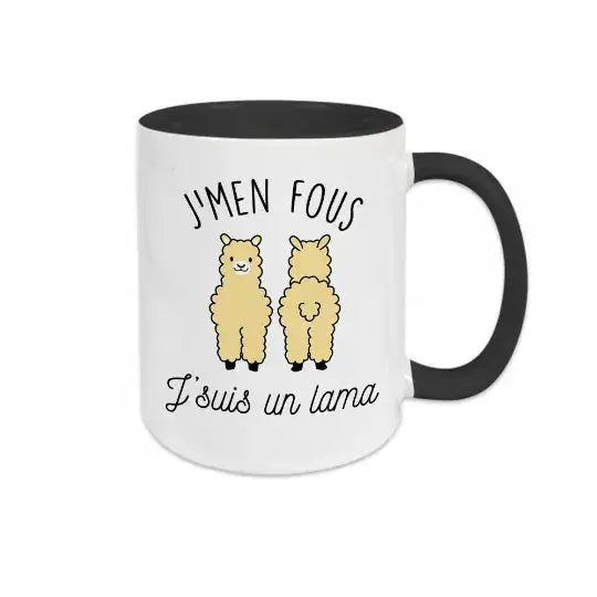 Mug céramique - J’men fous j’suis un lama - Noir - Mugs