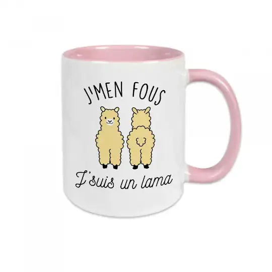 Mug céramique - J’men fous j’suis un lama - Rose - Mugs
