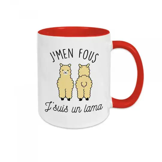 Mug céramique - J’men fous j’suis un lama - Rouge - Mugs