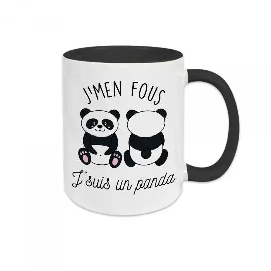Mug céramique - J’men fous j’suis un panda - Noir - Mugs
