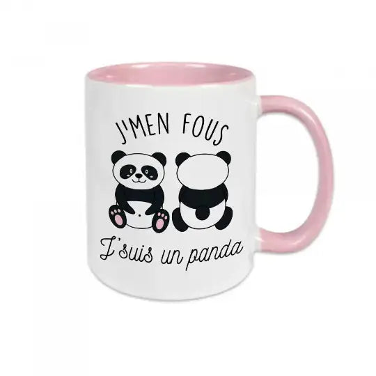 Mug céramique - J’men fous j’suis un panda - Rose - Mugs