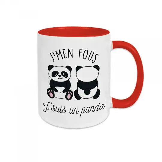 Mug céramique - J’men fous j’suis un panda - Rouge - Mugs