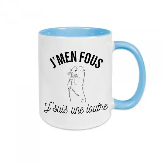 Mug céramique - J’men fous j’suis une loutre - Bleu