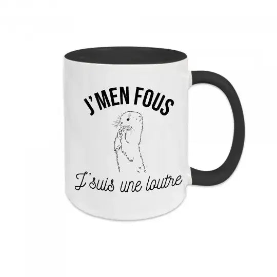 Mug céramique - J’men fous j’suis une loutre - Noir