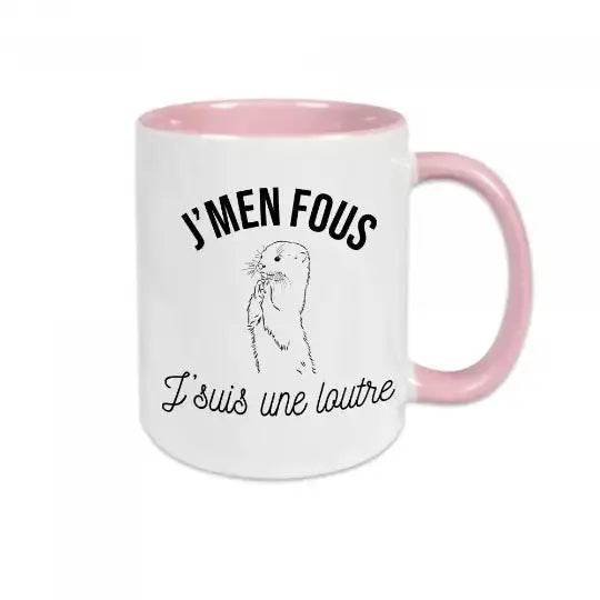 Mug céramique - J’men fous j’suis une loutre - Rose