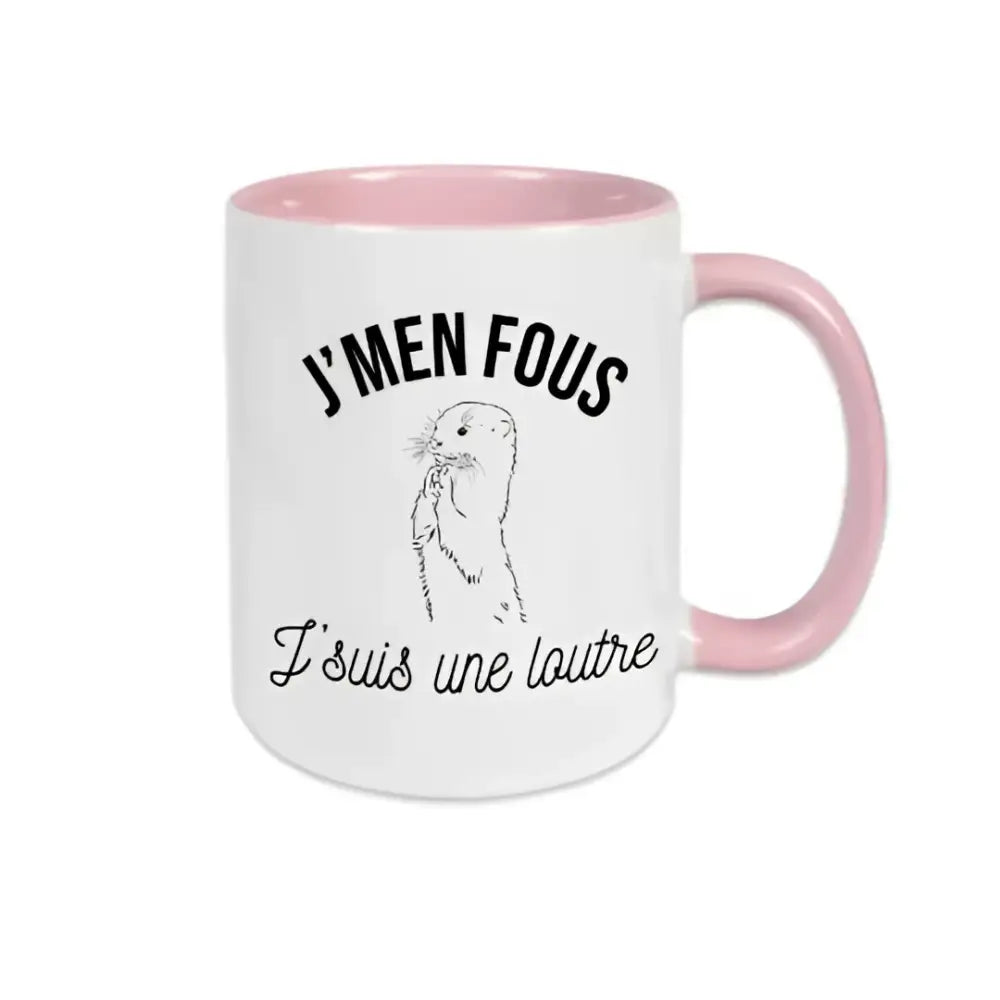 Mug céramique - J’men fous j’suis une loutre - Rose