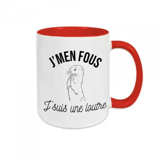 Mug céramique - J’men fous j’suis une loutre - Rouge