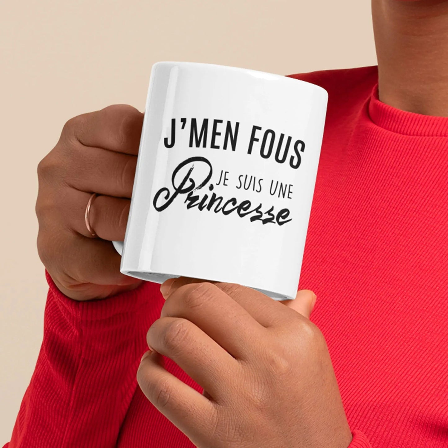 Mug céramique - J’men fous j’suis une princesse - Blanc - Mugs