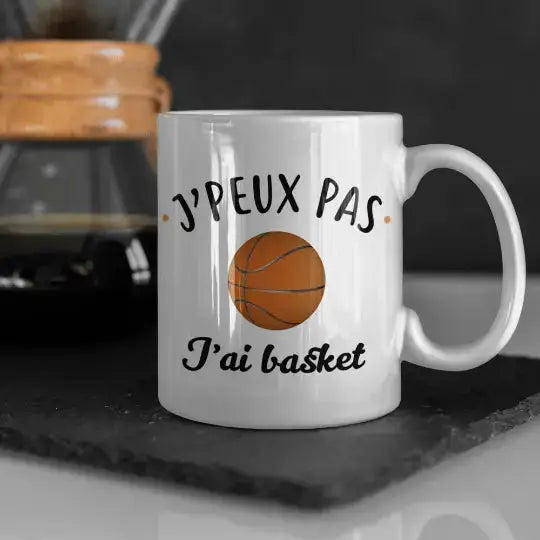 Mug céramique - J’peux pas j’ai basket - Blanc