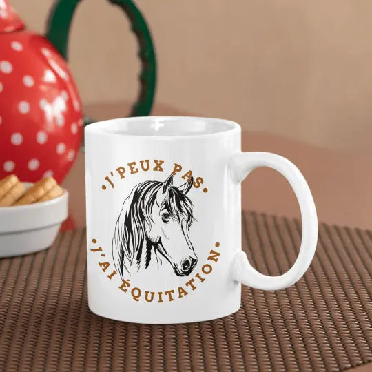 Mug céramique - J’peux pas j’ai équitation - Blanc - Mugs