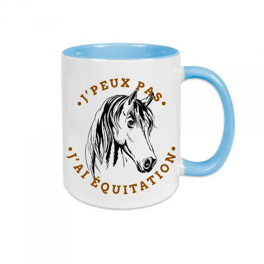 Mug céramique - J’peux pas j’ai équitation - Bleu - Mugs
