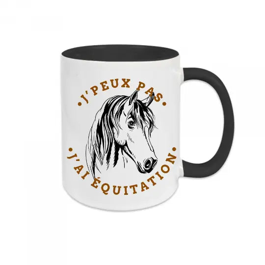 Mug céramique - J’peux pas j’ai équitation - Noir - Mugs