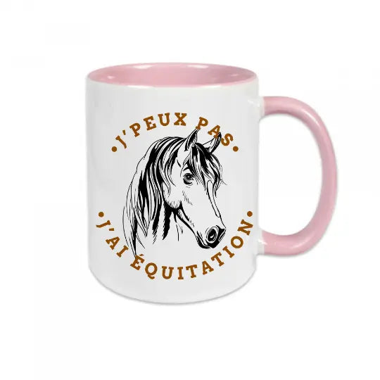 Mug céramique - J’peux pas j’ai équitation - Rose - Mugs