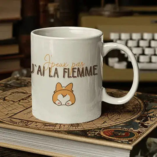 Mug céramique - J’peux pas j’ai la flemme - Blanc - Mugs