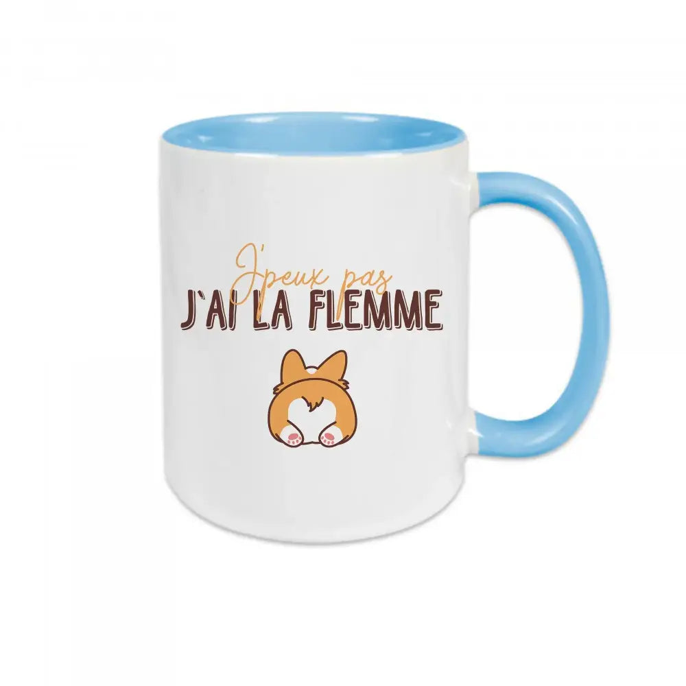 Mug céramique - J’peux pas j’ai la flemme - Bleu - Mugs