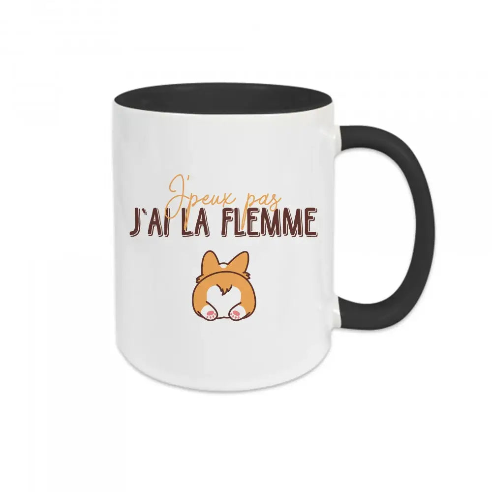 Mug céramique - J’peux pas j’ai la flemme - Noir - Mugs