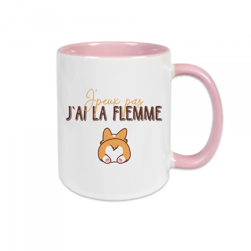Mug céramique - J’peux pas j’ai la flemme - Rose - Mugs
