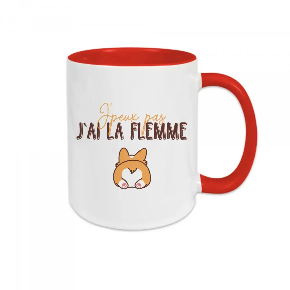 Mug céramique - J’peux pas j’ai la flemme - Rouge - Mugs