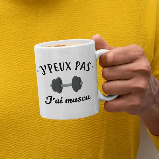 Mug céramique - J’peux pas j’ai muscu v2 - Blanc