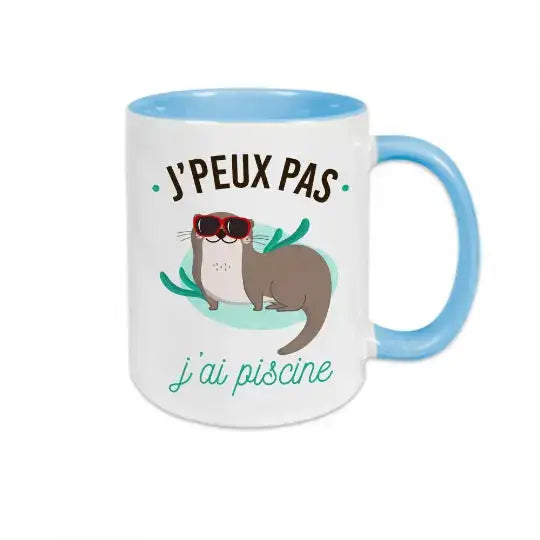 Mug céramique - J’peux pas j’ai piscine - Bleu - Mugs