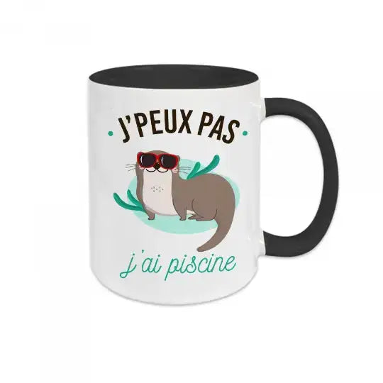 Mug céramique - J’peux pas j’ai piscine - Noir - Mugs