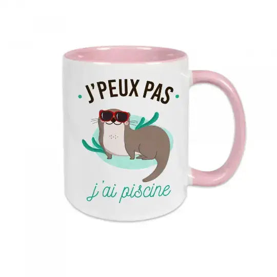 Mug céramique - J’peux pas j’ai piscine - Rose - Mugs