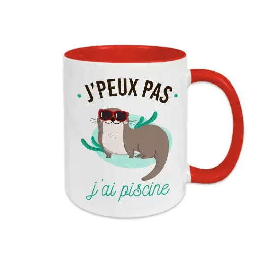 Mug céramique - J’peux pas j’ai piscine - Rouge - Mugs