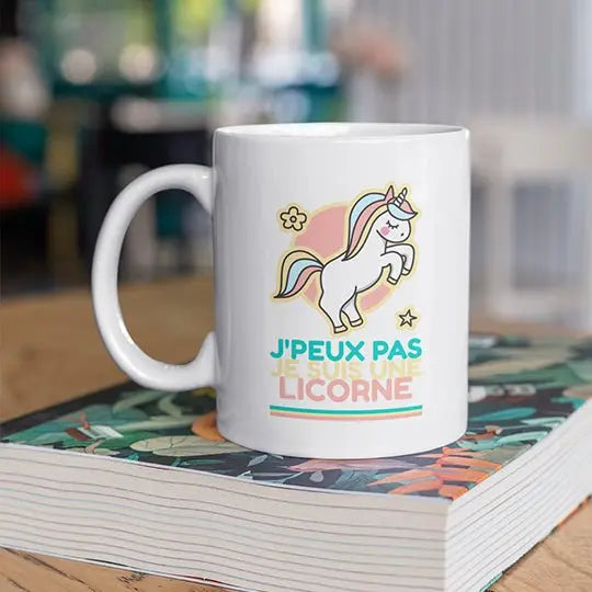 Mug céramique - J’peux pas je suis une licorne - Blanc