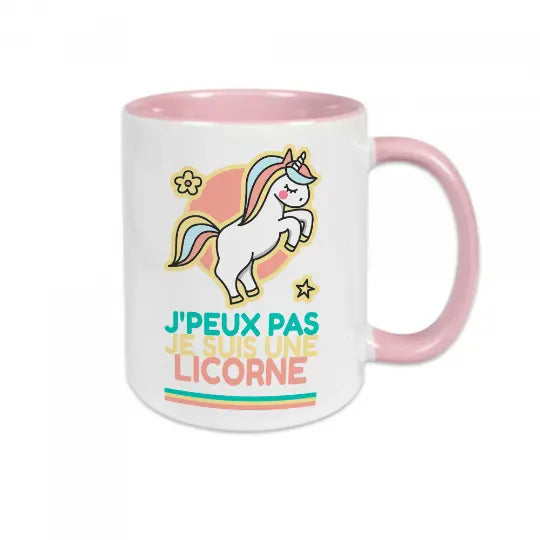 Mug céramique - J’peux pas je suis une licorne - Rose