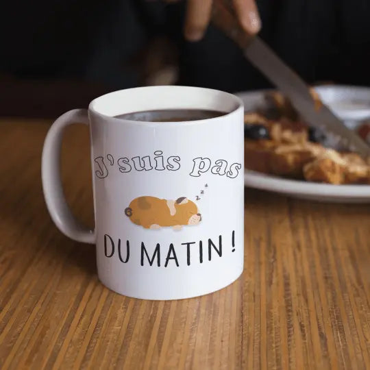 Mug céramique - J’suis pas du matin - Blanc - Mugs
