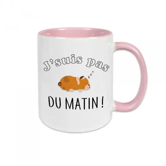 Mug céramique - J’suis pas du matin - Rose - Mugs