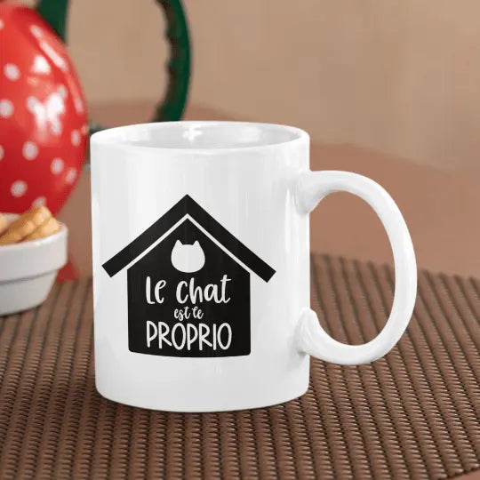 Mug céramique - Le chat est le proprio - Blanc - Mugs