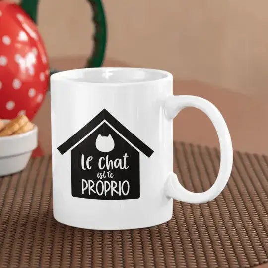 Mug céramique - Le chat est le proprio - Blanc - Mugs