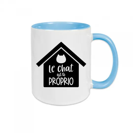 Mug céramique - Le chat est le proprio - Bleu - Mugs