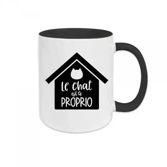 Mug céramique - Le chat est le proprio - Noir - Mugs