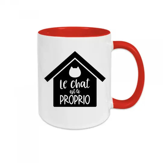 Mug céramique - Le chat est le proprio - Rouge - Mugs