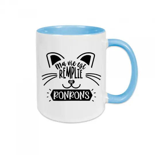 Mug céramique - Ma vie est remplie de ronrons - Bleu - Mugs