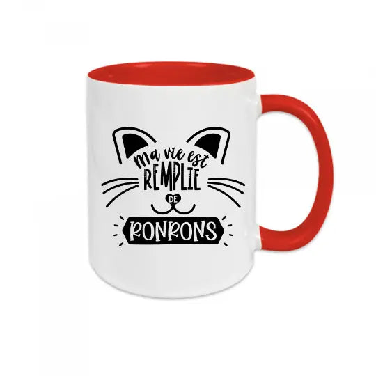 Mug céramique - Ma vie est remplie de ronrons - Rouge - Mugs