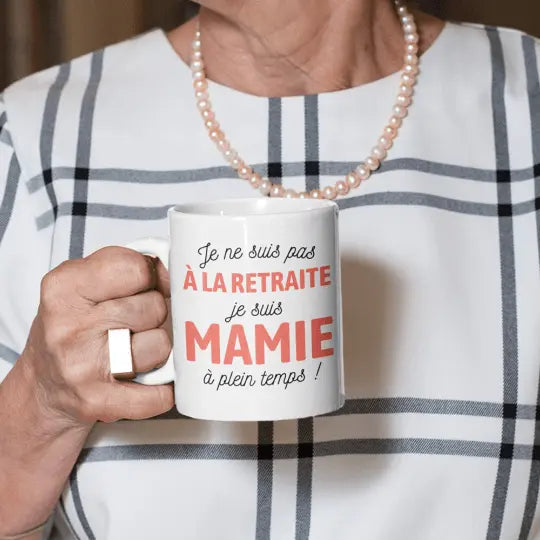 Mug céramique - Mamie à plein temps - Blanc - Mugs